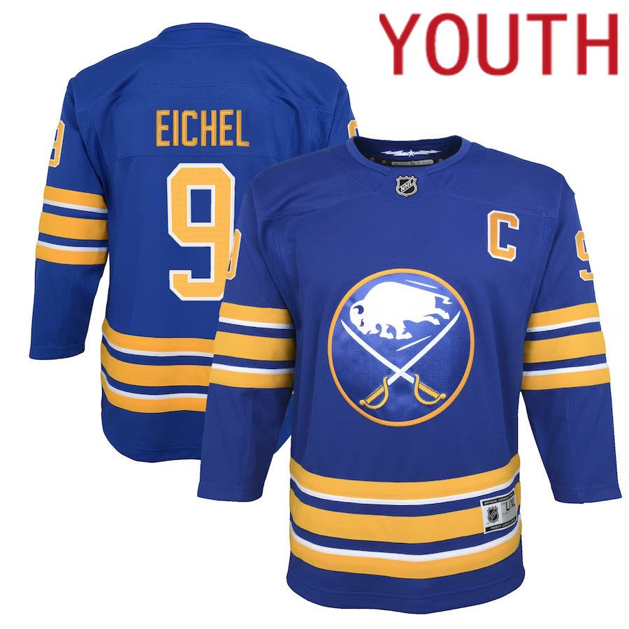 Youth Buffalo Sabres #9 Jack Eichel Royal Home Premier Player NHL Jersey